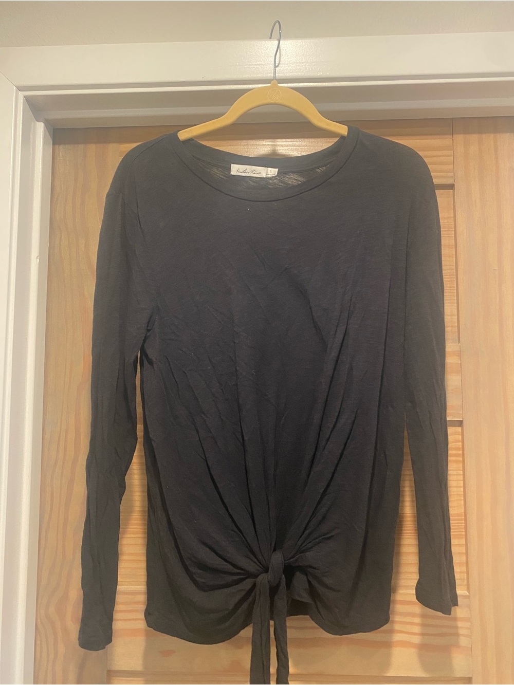 Another Love Black Long Sleeve Tie-Front Tee